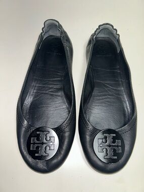 Tory Burch Minnie Travel 51158251 Black Leather Slip On Ballet Flat
